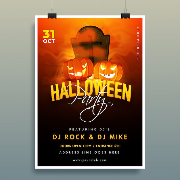 Vector halloween party invitation card .