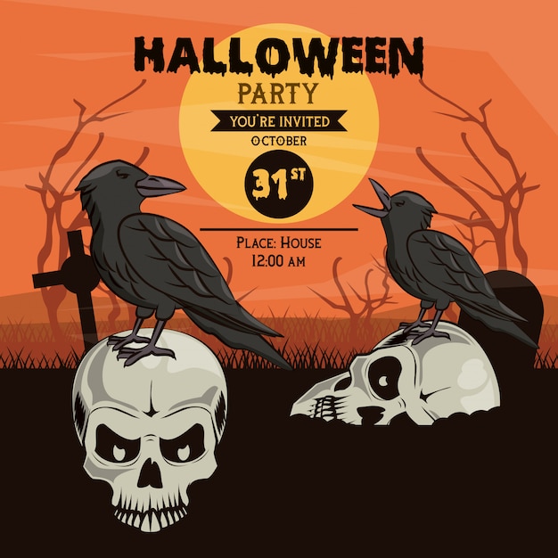 Vector halloween party invitation card