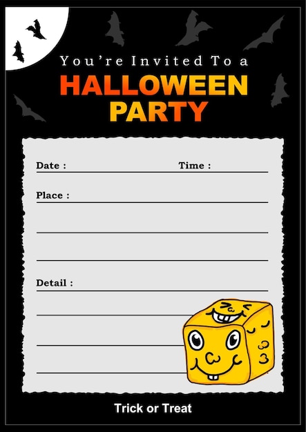 Vector halloween party invitation design met grappig monster thema