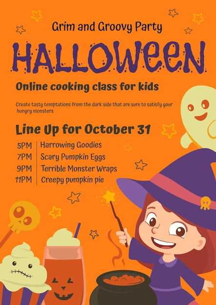 Vector halloween party invitation or flyer design for advertising banner