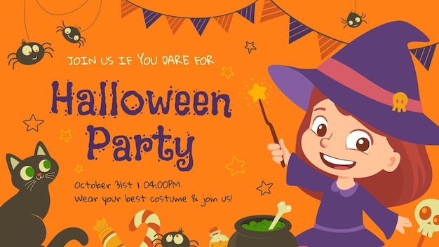 Invito a una festa di halloween o volantino design per banner pubblicitario