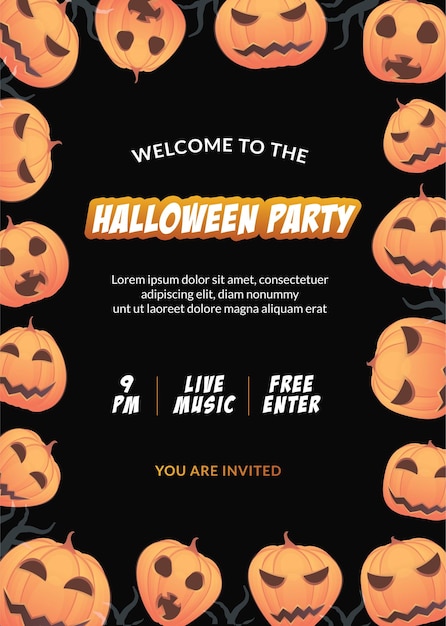 Halloween party invitation flyer template