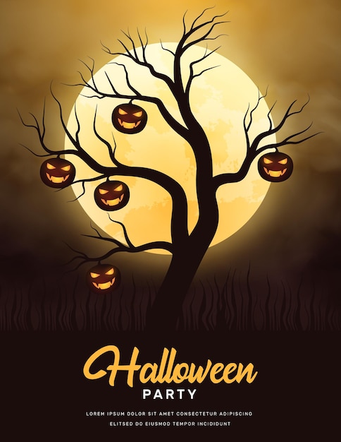 Halloween party invitation poster and banner design