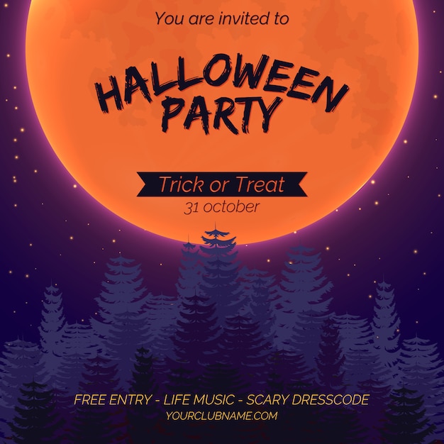 Halloween party invitation poster template.