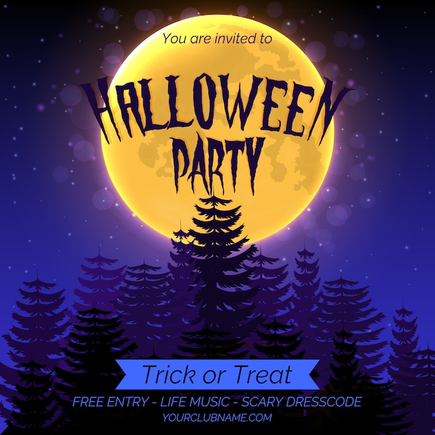 Vector halloween party invitation poster template.