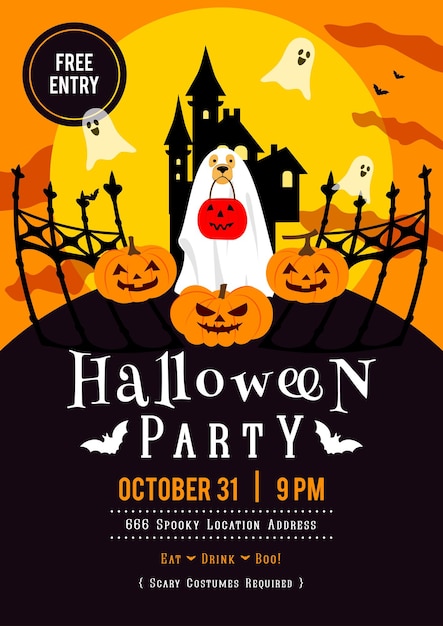 Halloween party invitation poster vector