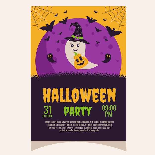 Halloween party invitation posterTemplate for greeting cards cover sale banner flyer