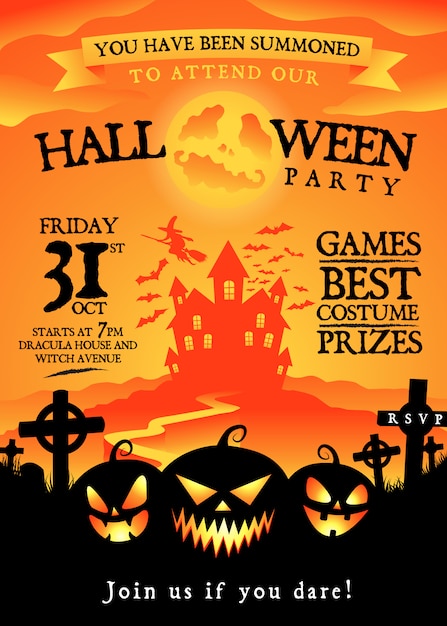 Vector halloween party invitation