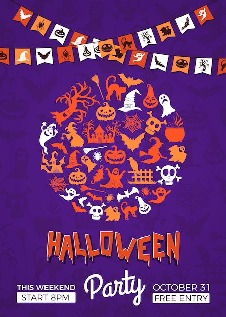 Vector halloween party invitation