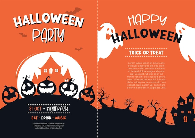 Halloween party invitations or greeting cards background Halloween illustration template