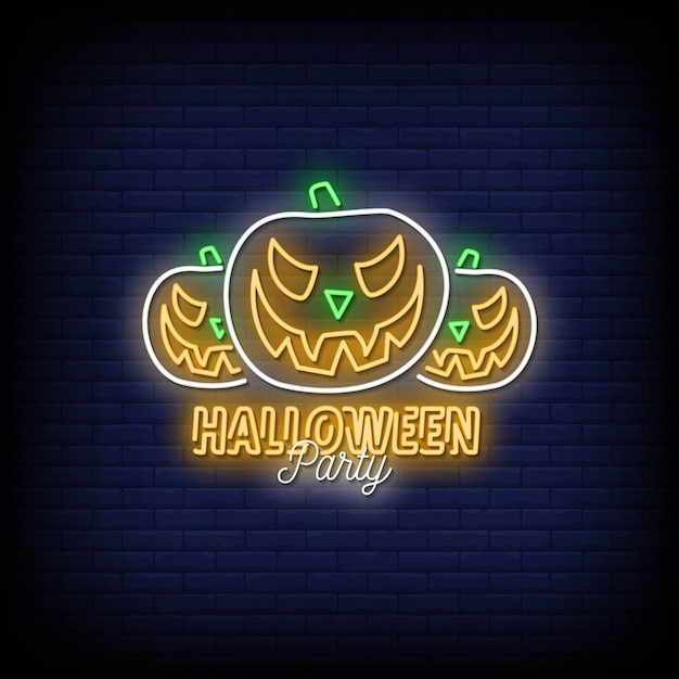 Halloween Party Neon Signs Style Text  