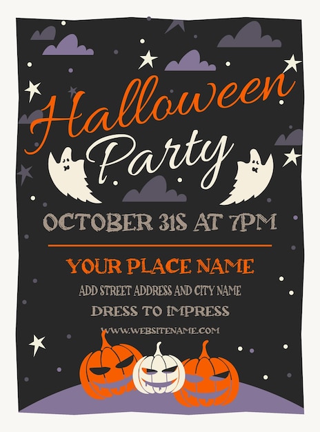 Vector halloween party poster flyer or social media post design