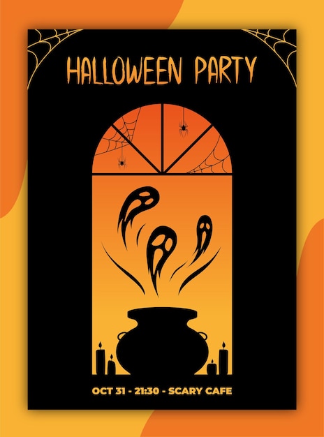 Vector halloween party poster. ghosts and witch craft.