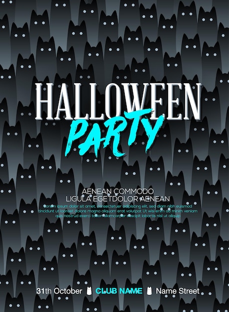 Halloween party poster with cats cats watching you