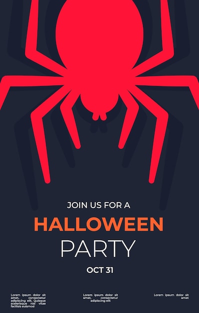 Vector halloween party poster with spider silhouette