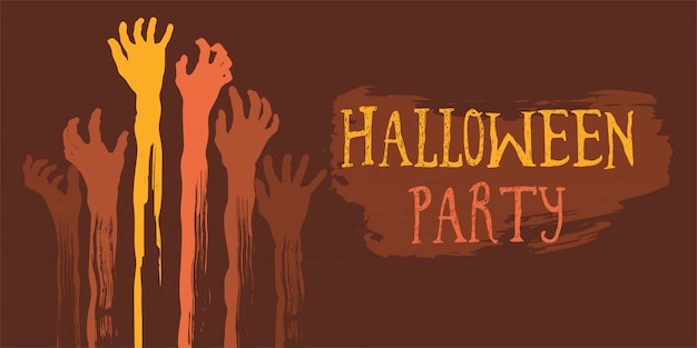 Vector halloween party poster with zombie s hand