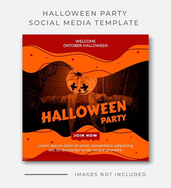 halloween party red orange social media post template editable instagram collections banner vector