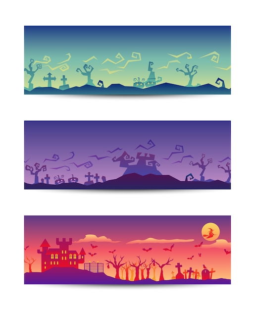 Halloween party roughen gradient banner set