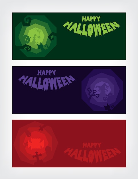 Halloween party roughen octagon silhouette banner