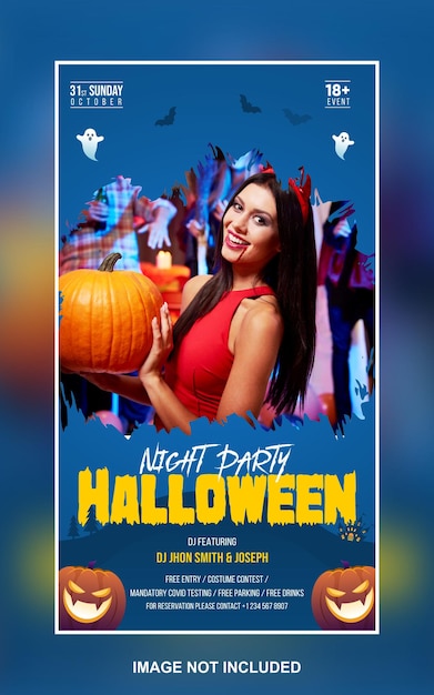 Halloween party social media flyer template