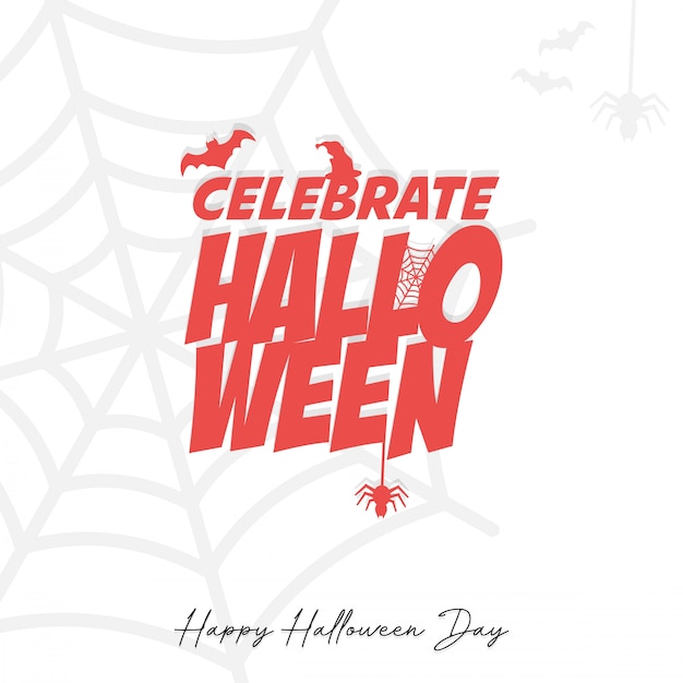 Vector halloween party typographic design with white background