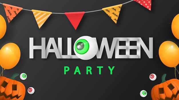 Vector halloween party with 3d vector