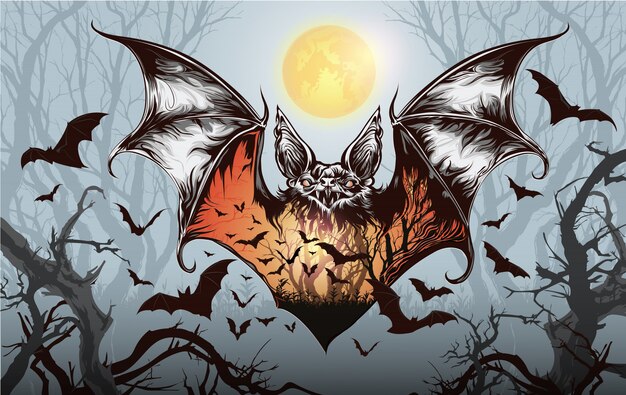 Halloween party  with Bat,Vintage Halloween background