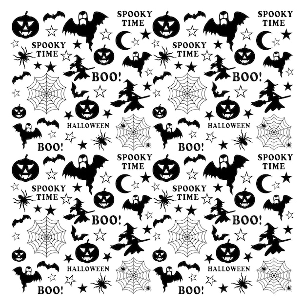 Halloween patroon achtergrond vector ontwerp grappige Halloween achtergrond zwarte amp witte vector