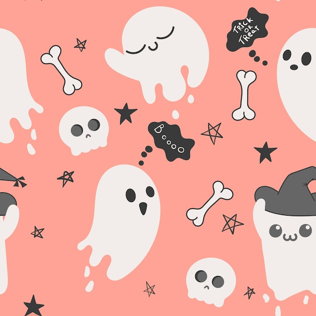 Halloween-patroon met spook Vectorillustratie voor ontwerpstof of inpakpapier
