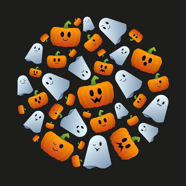 Halloween-patroongeest en pompoen met emoties