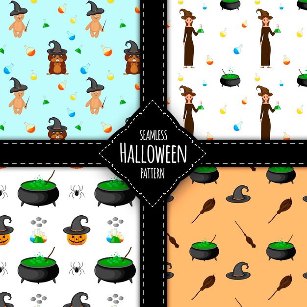 Halloween-patroonreeks cartoon-stijl vectorillustratie