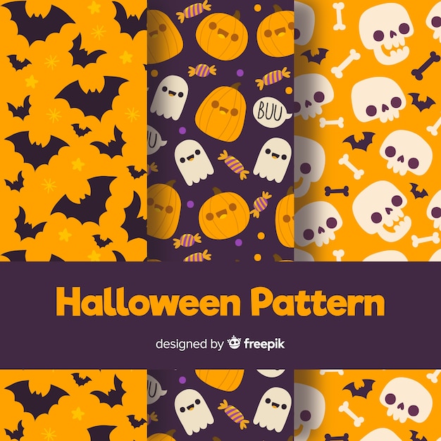 Halloween pattern collection with flat design