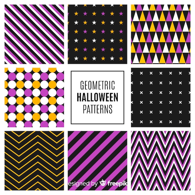 Vector halloween pattern collection with geometric design