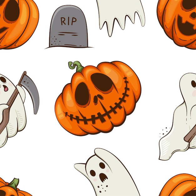 Halloween Pattern design Ghosts Scary Pumpkin Evil Background