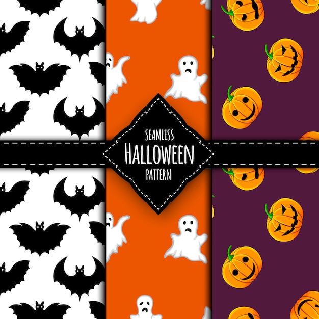 Halloween pattern set. cartoon style.