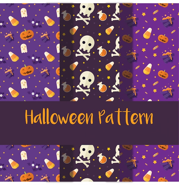 Vector halloween pattern set