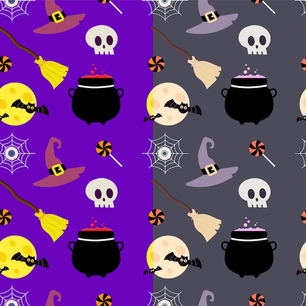 Halloween pattern with moon and skull