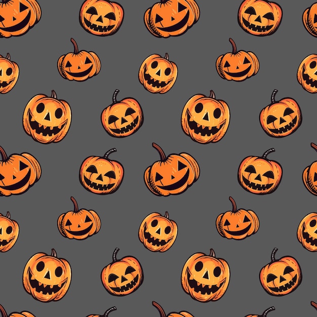 Halloween pattern with pumpkin Autumn halloween background vector seamless pattern