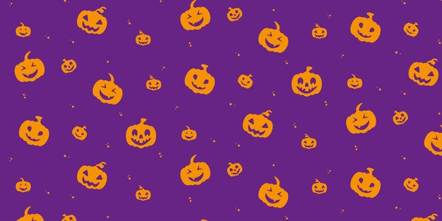 Halloween pattern with pumpkins Banner Vector