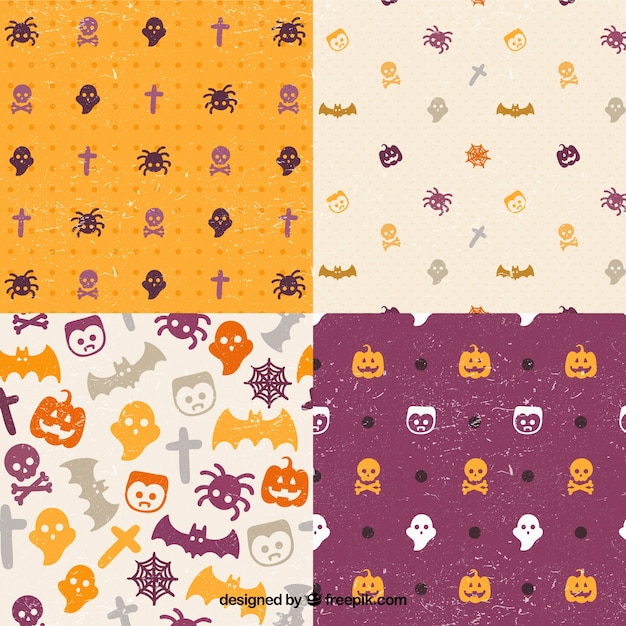 Halloween patterns collection in grunge style