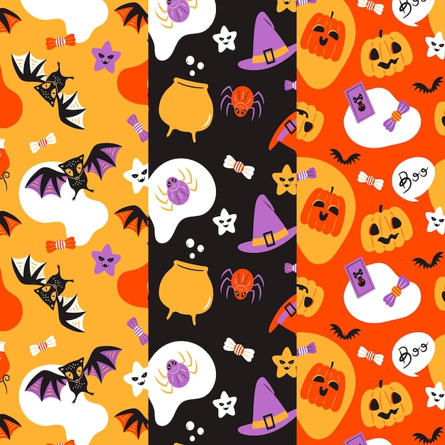 Halloween patterns in flat design