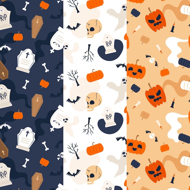 Vector halloween patterns in flat design