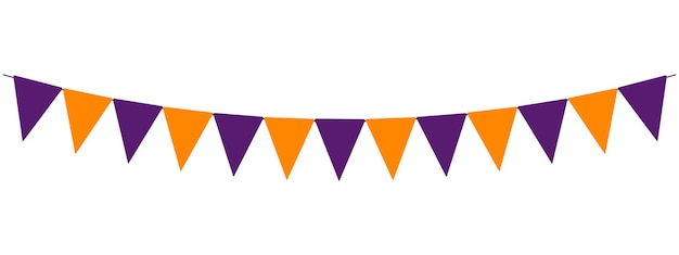 halloween pennants orange and purple festival bunting garland holiday decorative element horizontal vector illustration