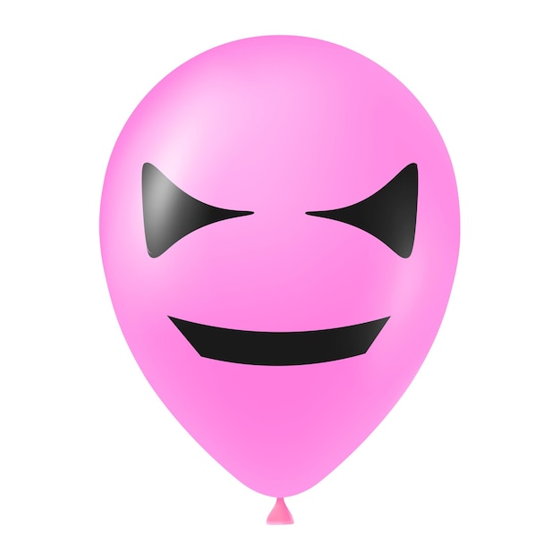 Halloween pink balloon illustration with scary and funny face