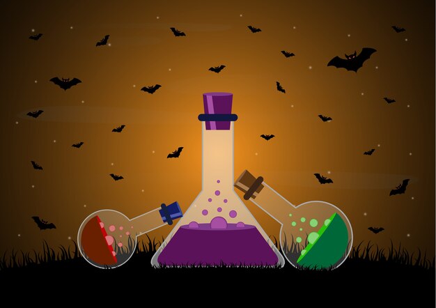 Halloween poison bottle background