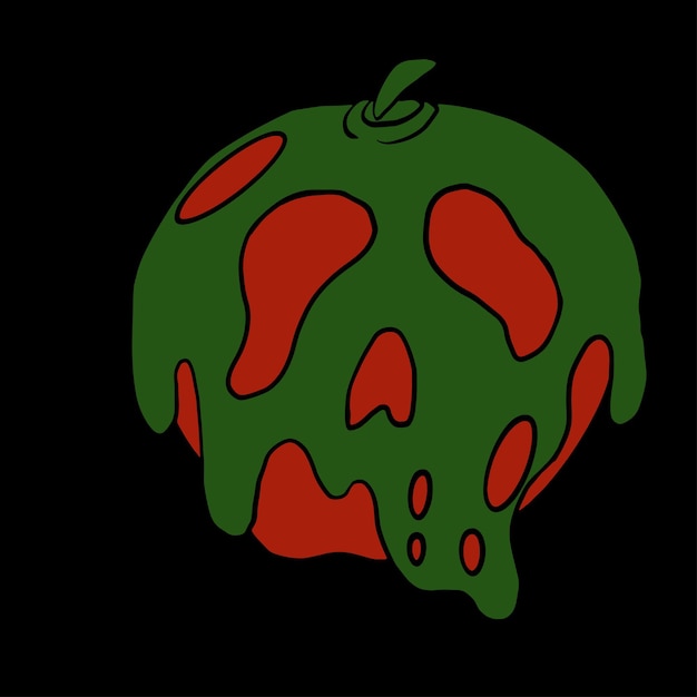 Halloween poisoned red apple illustration background dark