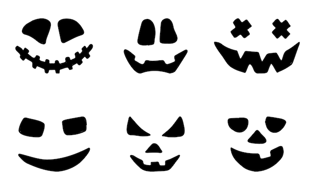 Halloween pompoen gezichten pictogrammen instellen enge gezichten