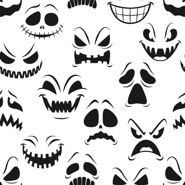 Halloween pompoen gezichten vector naadloze patroon