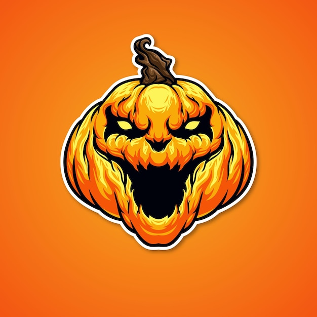 Halloween pompoen hoofd illustratie premium vector