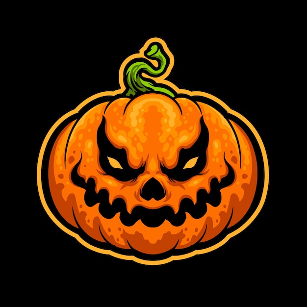 Vector halloween pompoen hoofd sticker